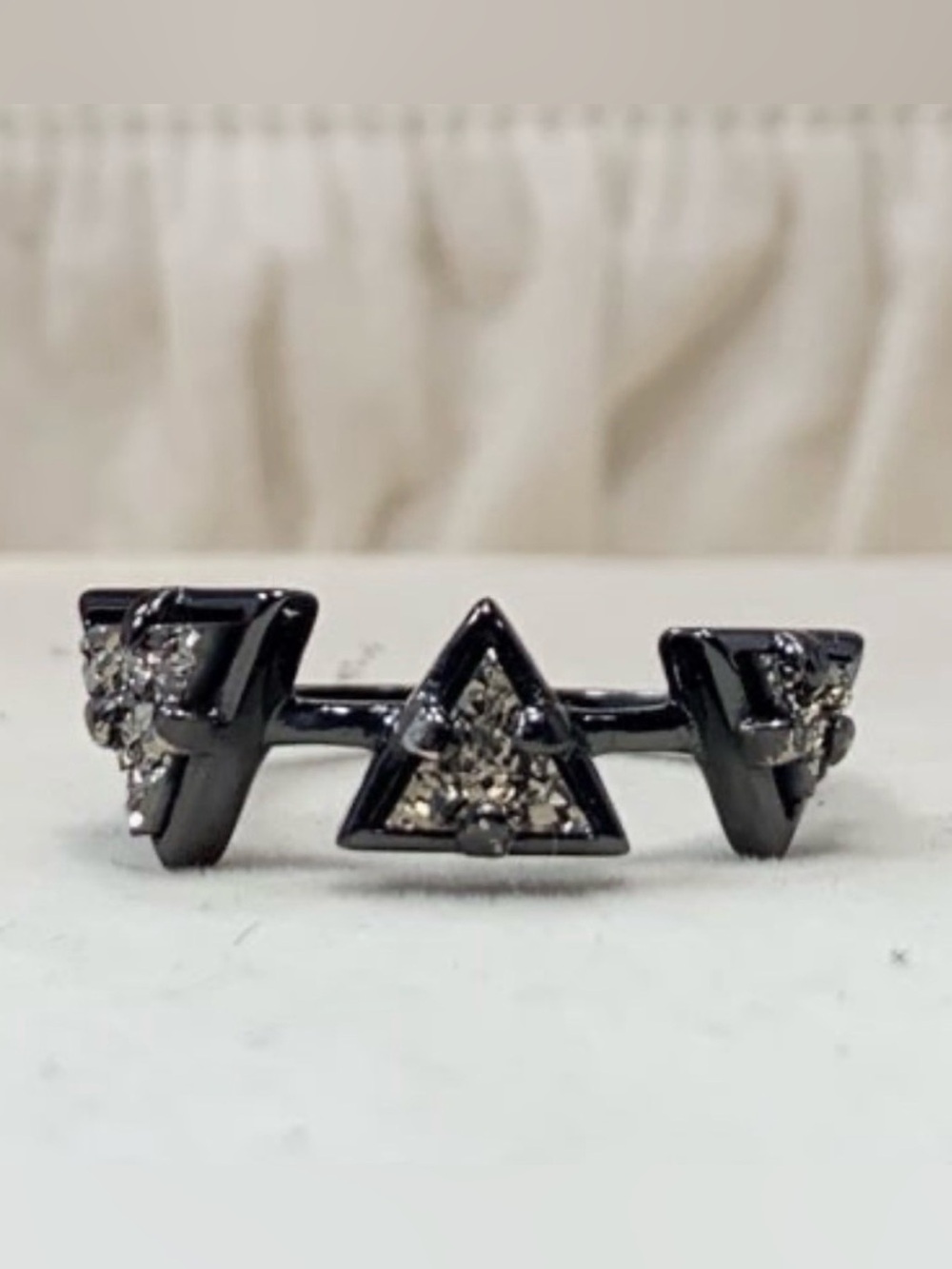 Charmed Aroma Sterling Silver Black Triangle Druzy Ring - Size 8